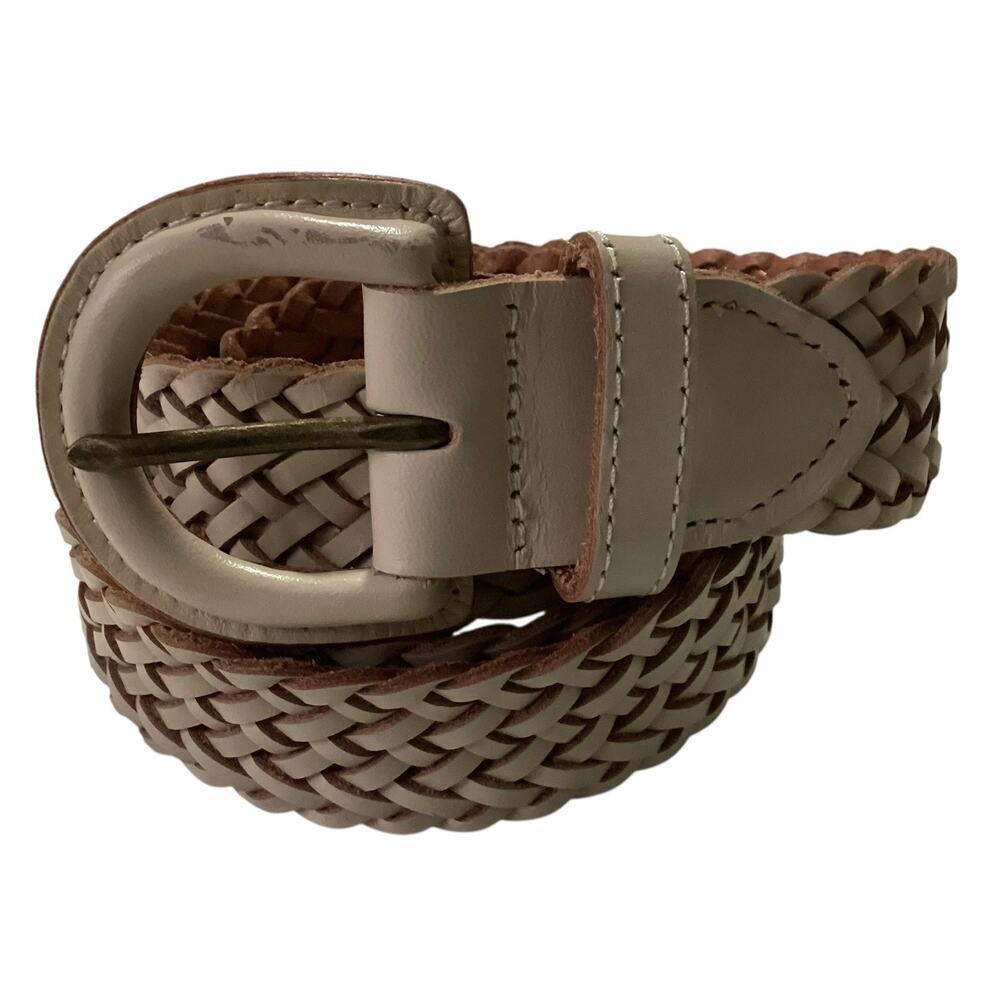 Madewell Woven Leather Belt size XL-XXL pale‎ oyster